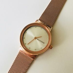 SKAGEN Freja Rose Gold-Tone Steel Mesh Watch